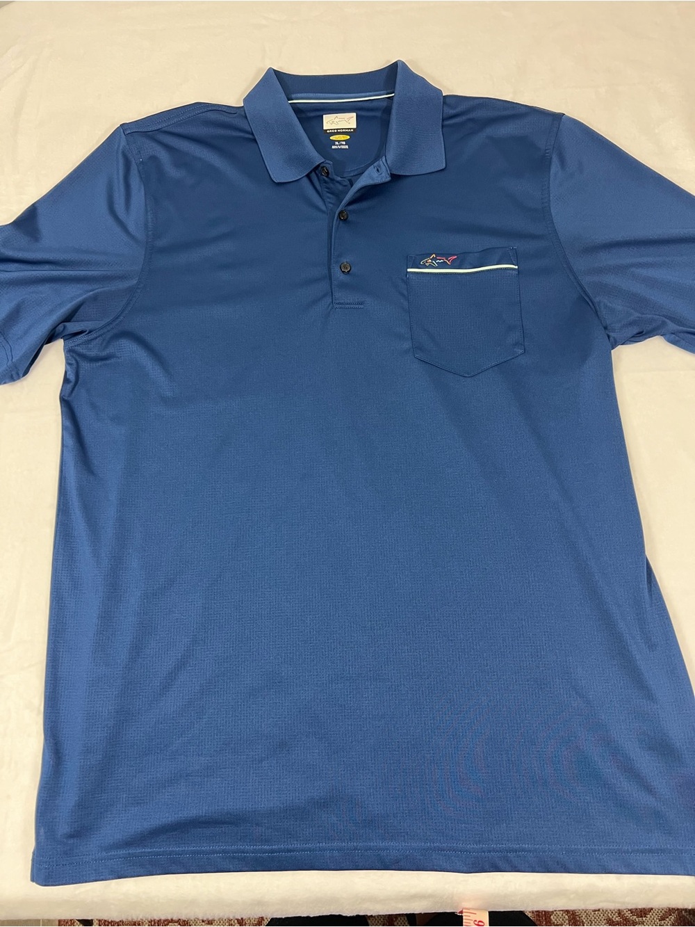 Greg Norman Blue Performance Polo Shirt with Chest Pocket